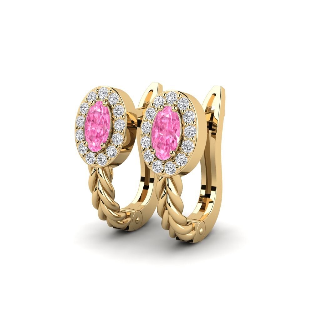 Safira Rosa Brincos Feminino Gwadenya