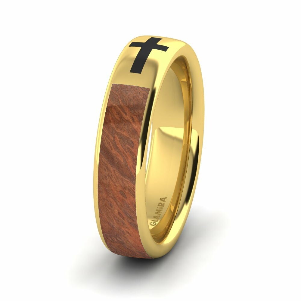 Wood & Carbon Men’s Wedding Rings Men's Confident Light 6 mm 585 Yellow Gold