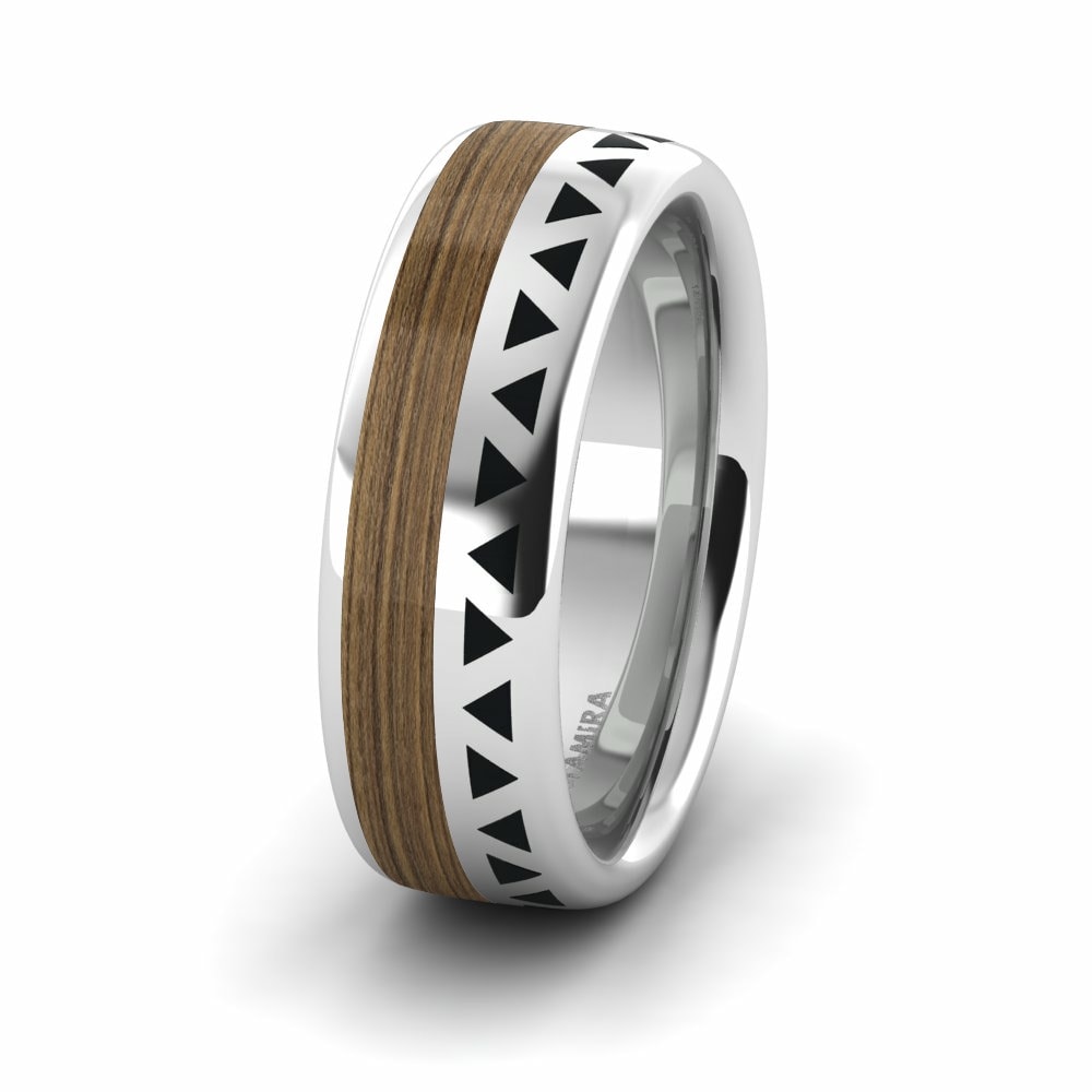 Wood & Carbon Men's Wedding Ring Confident Feather 8 mm