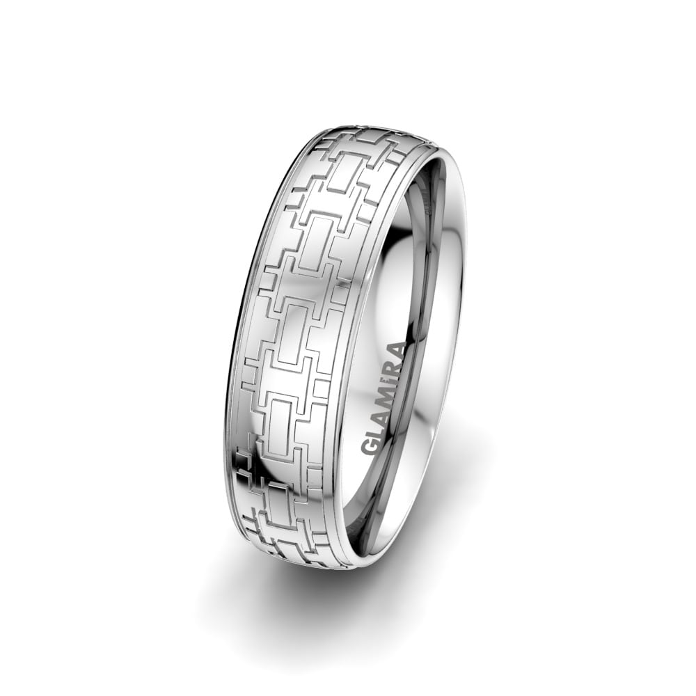 18K White Gold Men's Ring Unique Line 6 mm