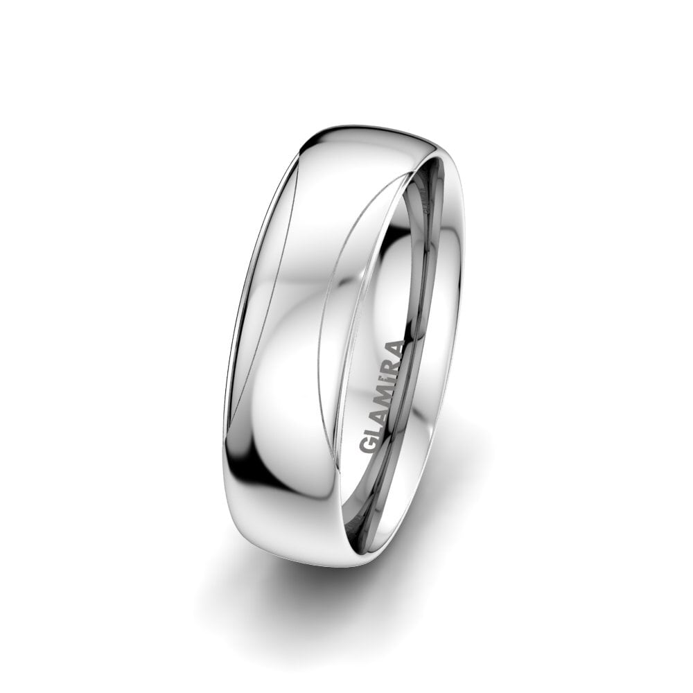 14k White Gold Men's Wedding Ring Exotic Harmony 6 mm