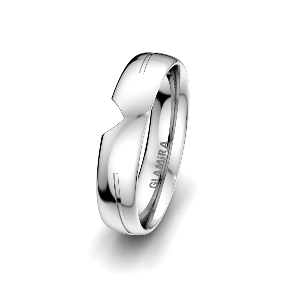 9k White Gold Men's Wedding Ring Pretty Wake 5 mm