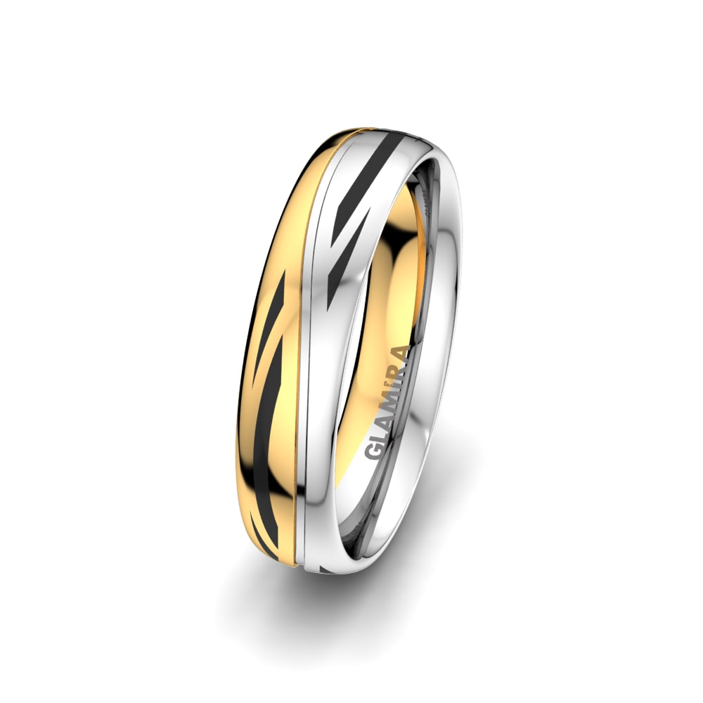 ホワイト_イエロー-14k 男性結婚指輪 Infinite Choice 5 mm