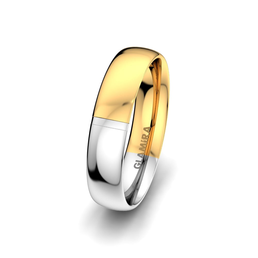 14ct White & Yellow Gold Men's Wedding Ring Attractive Theme 5 mm
