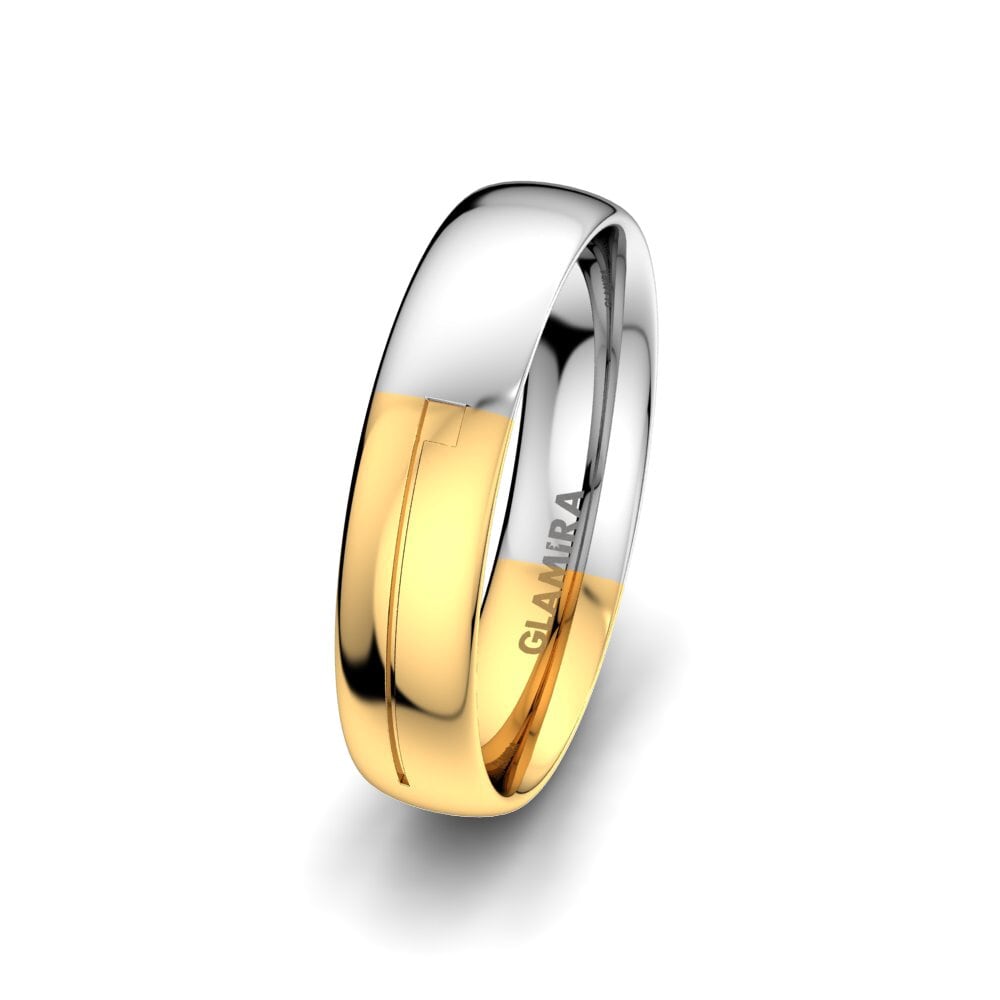 14ct White & Yellow Gold Men's Wedding Ring Infinite Trio 5 mm