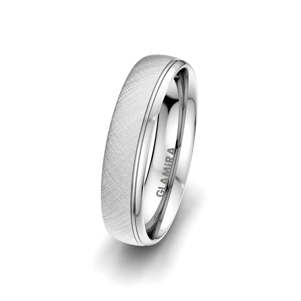 9k White Gold Men's Wedding Ring Alluring Step 5 mm