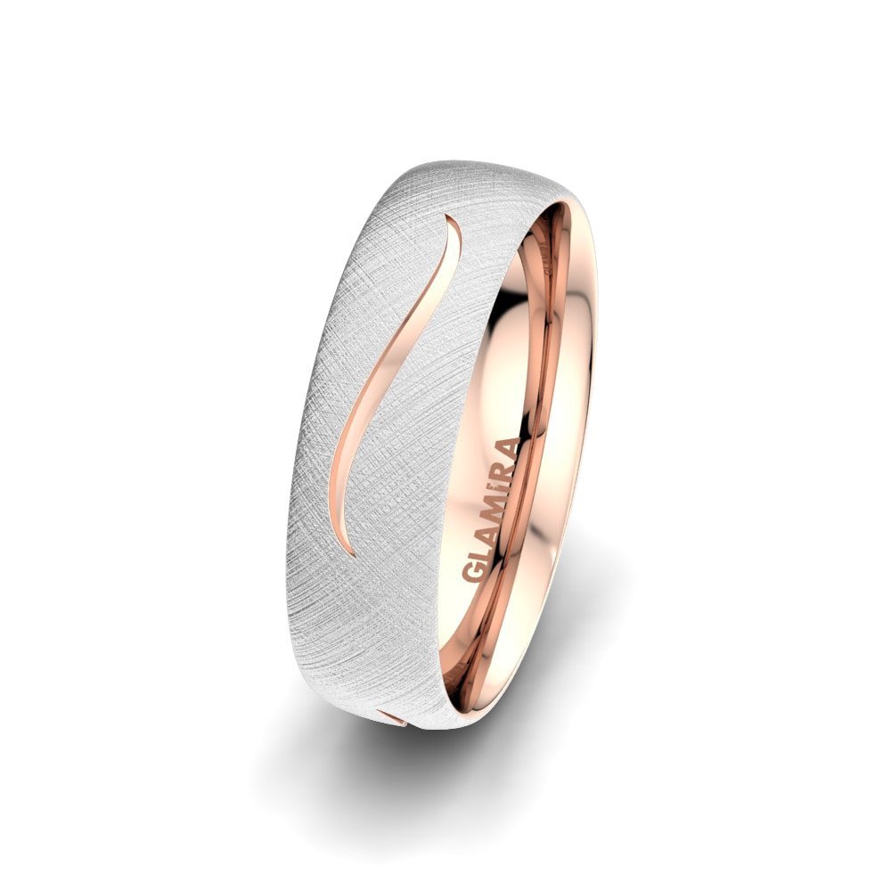 9k White / Rose Gold Men's Wedding Ring Triple Effect 6 mm