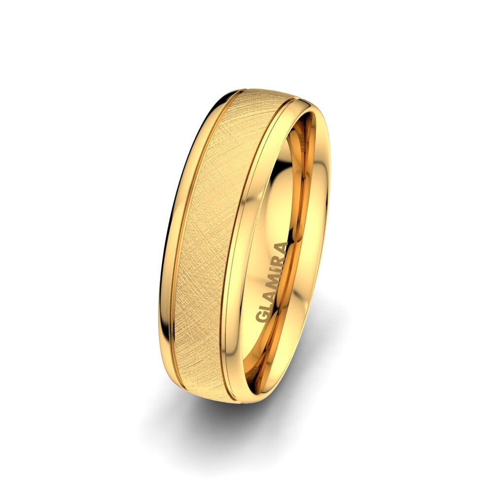 18k Yellow Gold Men's Wedding Ring Bright Core 6 mm