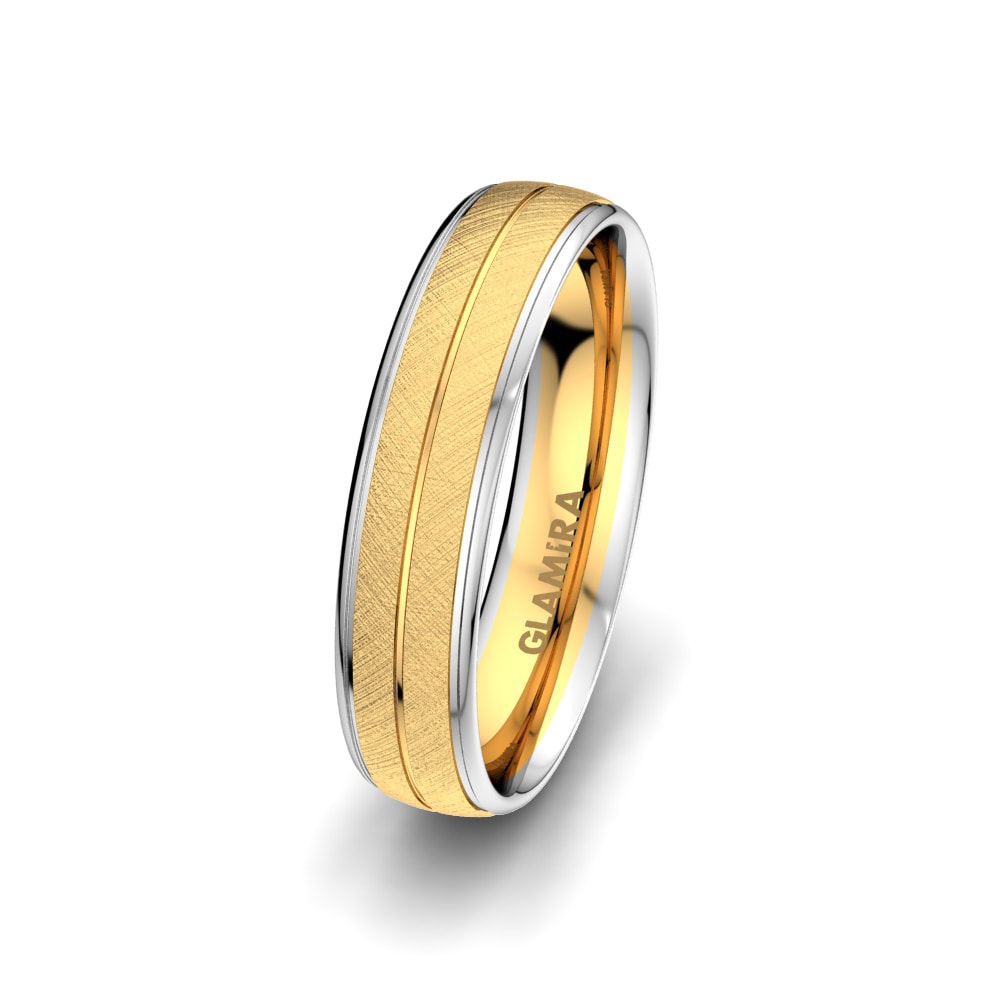 Anillo Boda Hombre Brilliant Step 5 mm 14k Oro Amarillo/Blanco