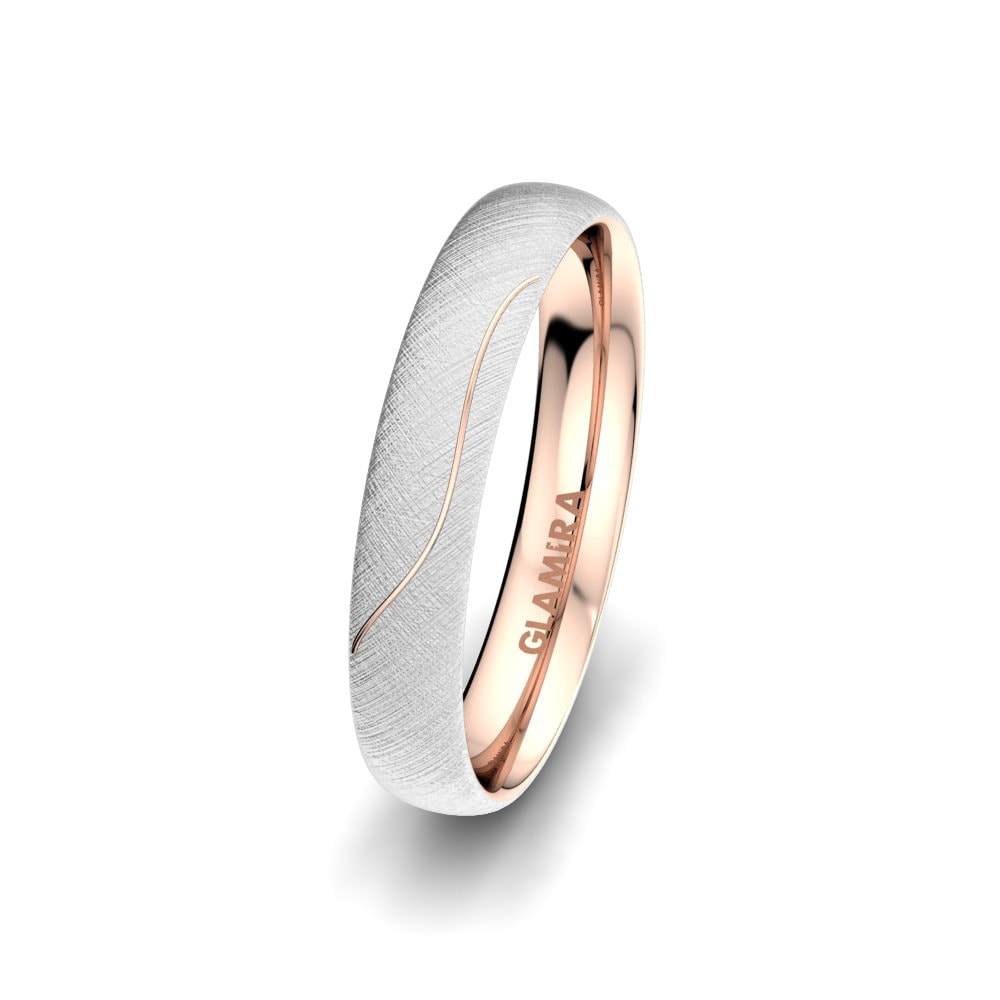 18k White & Rose Gold Men's Wedding Ring Brilliant Touch 4 mm