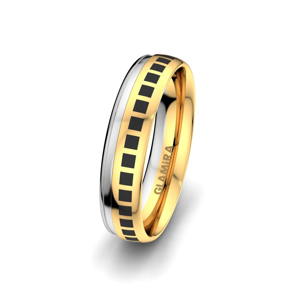 Anillo Boda Hombre Alluring Noble 5 mm 18k Oro Amarillo/Blanco