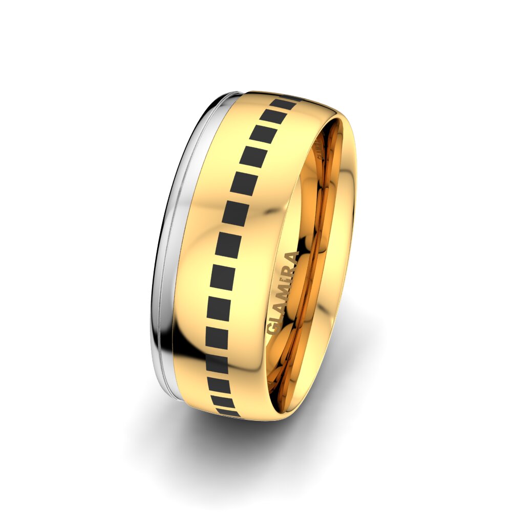 Or Jaune & Blanc 18k Alliance pour homme Alluring Noble 8 mm
