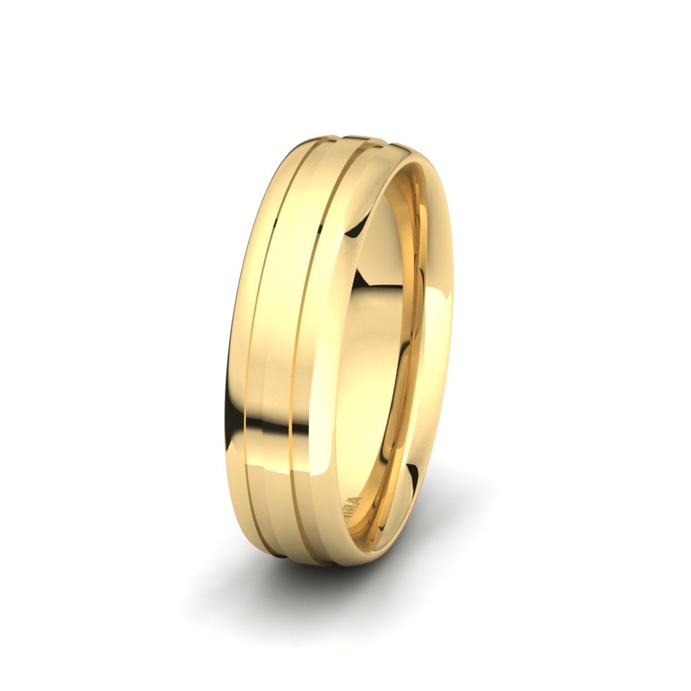 Yellow Gold Men's Ring Brilliant Ornament 6 mm