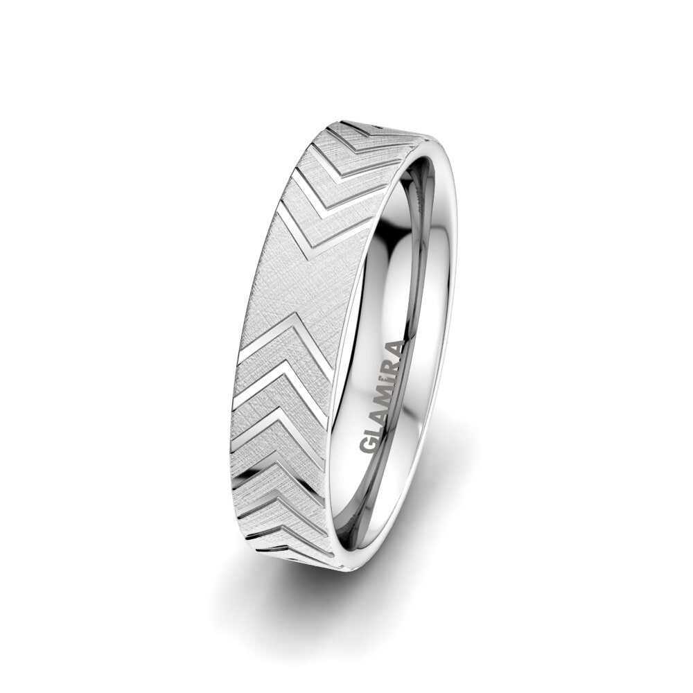 18ct White Gold Men's Wedding Ring Universe Union 5 mm