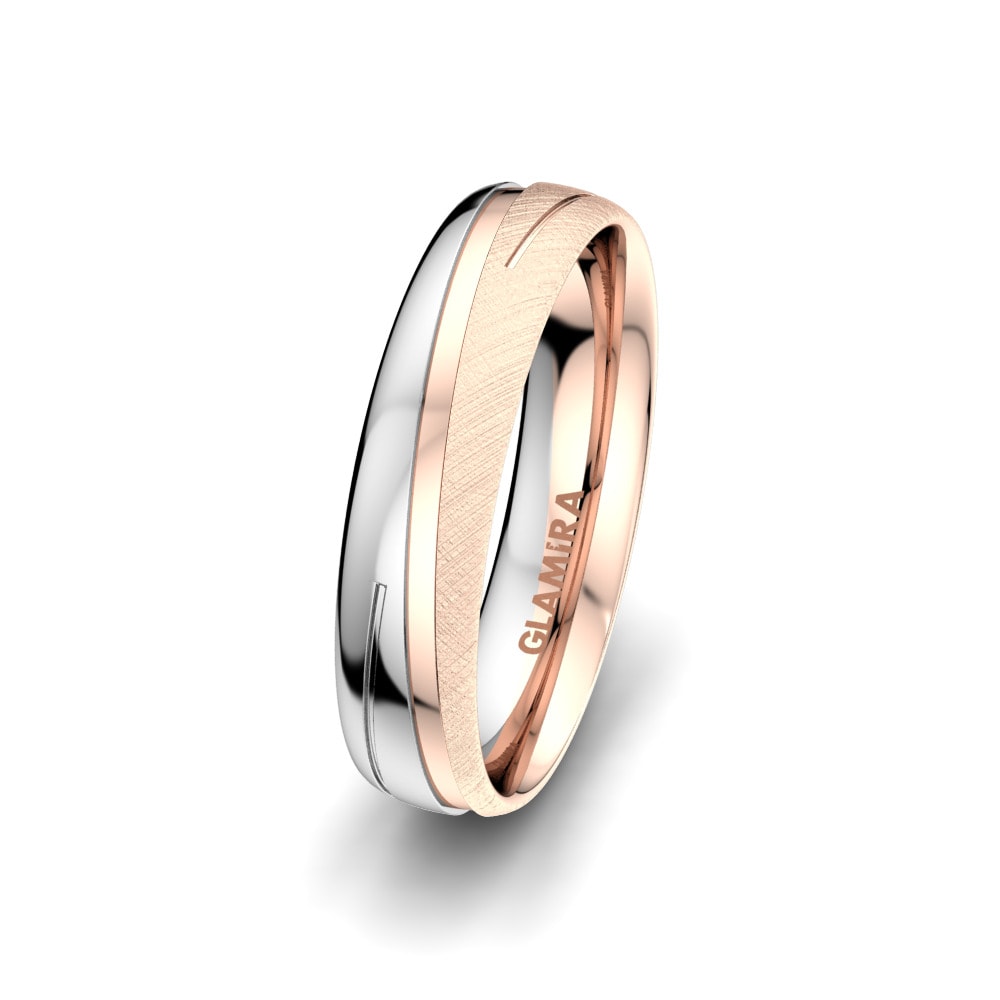 9k Rose & White Gold Men's Wedding Ring Glamour Star 5 mm