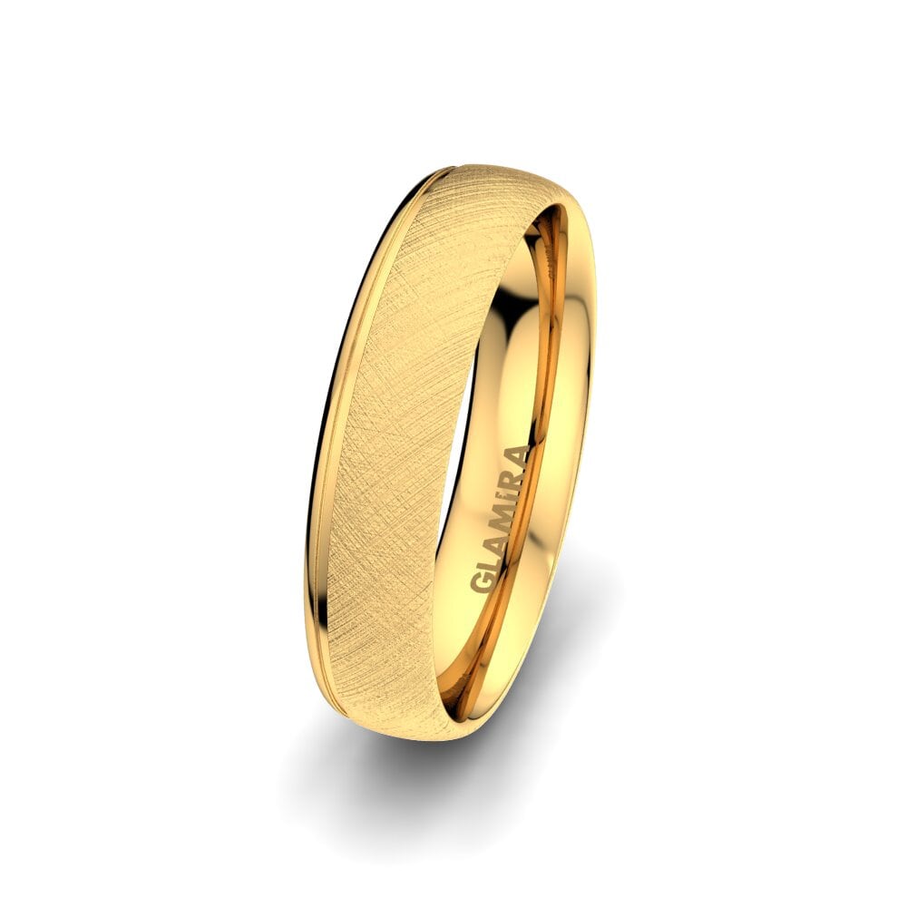 9k Yellow Gold Men's Wedding Ring Romantic Thought 5 mm