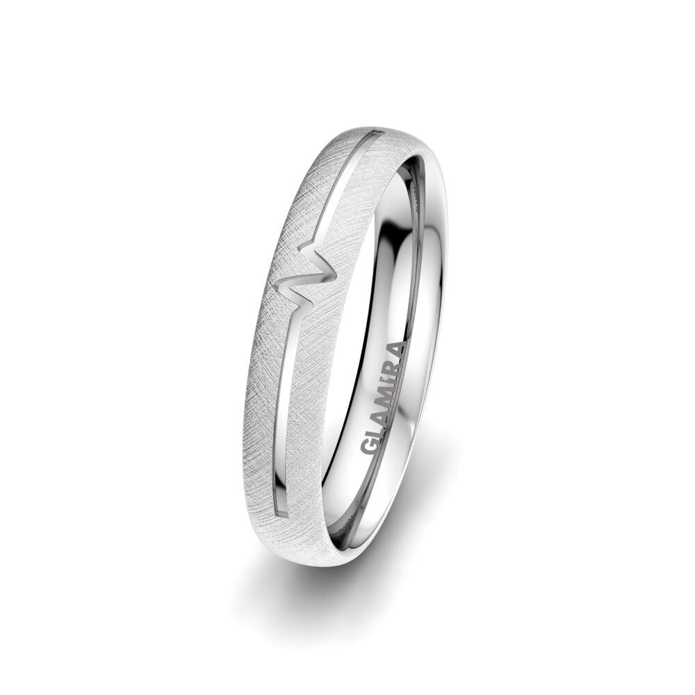 18k White Gold Men's Wedding Ring Passionate Waiting 4 mm