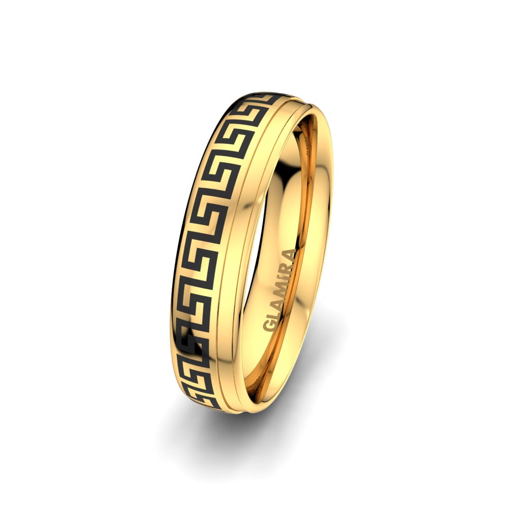 9k Yellow Gold Men's Wedding Ring Essential Happiness 5 mm