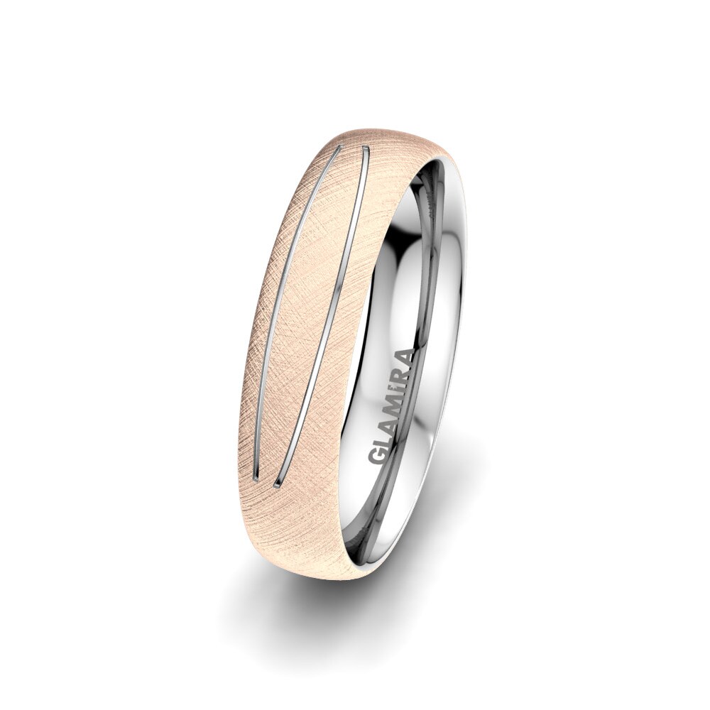 Crveno-belo zlato 585 Muški venčani prsten Natural Alluring 5 mm