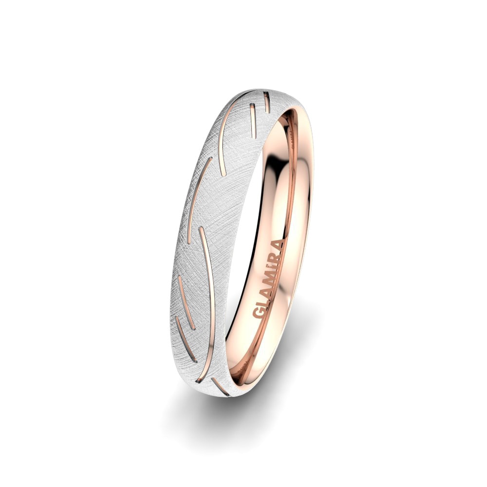 9k White & Rose Gold Men's Wedding Ring Sensual Glorious 4 mm
