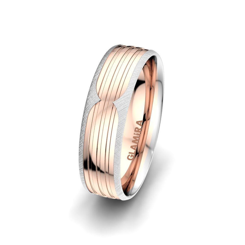 9K White & Rose Gold Men's Ring Strong Strip 6 mm