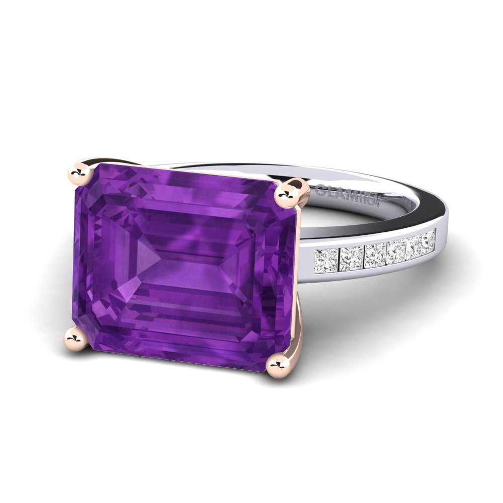 18k Oro Blanco & Rosa Anillo Gwenora