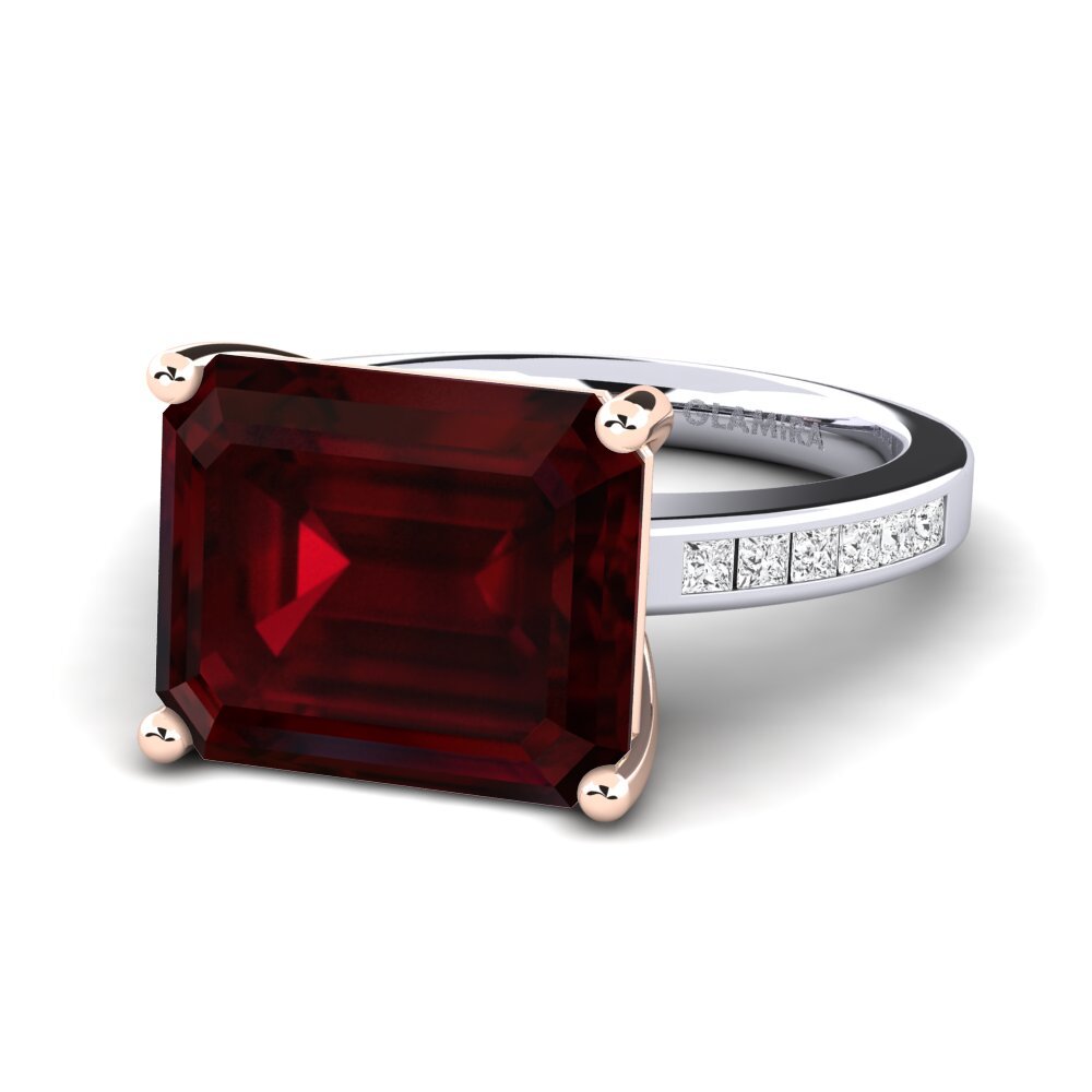 14k White & Rose Gold Garnet Ring Gwenora