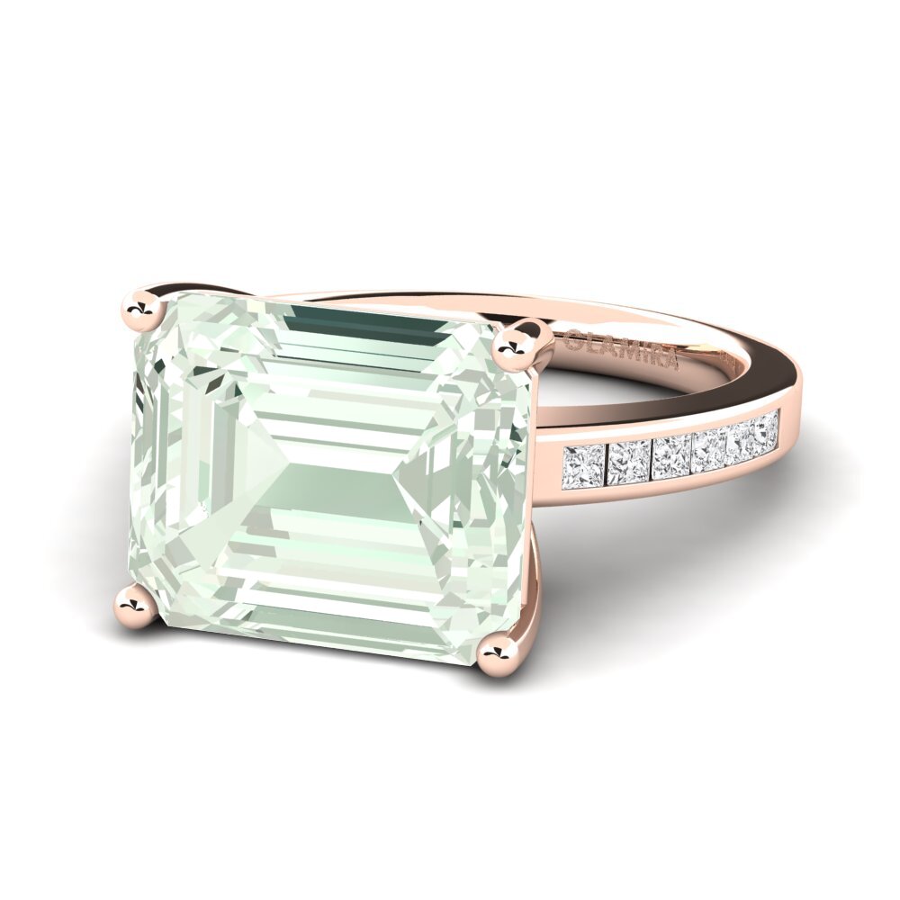 9k Rose Gold Green Amethyst Ring Gwenora