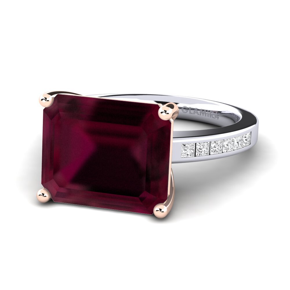 14k White & Rose Gold Ruby Ring Gwenora