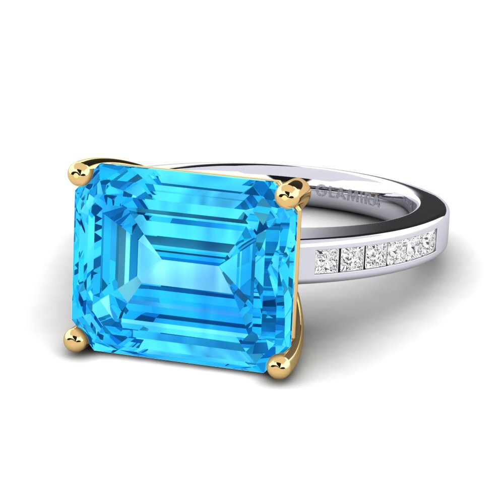 14k Oro Blanco / Amarillo Anillo Gwenora