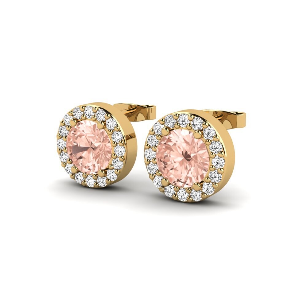 14k Oro Amarillo Morganita SYLVIE Pendientes Gwerthuso