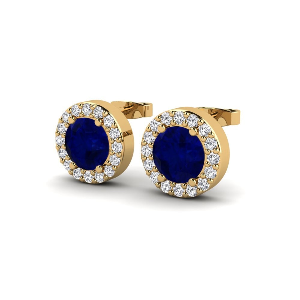 Ouro Amarelo 14K Safira SYLVIE Brincos Gwerthuso