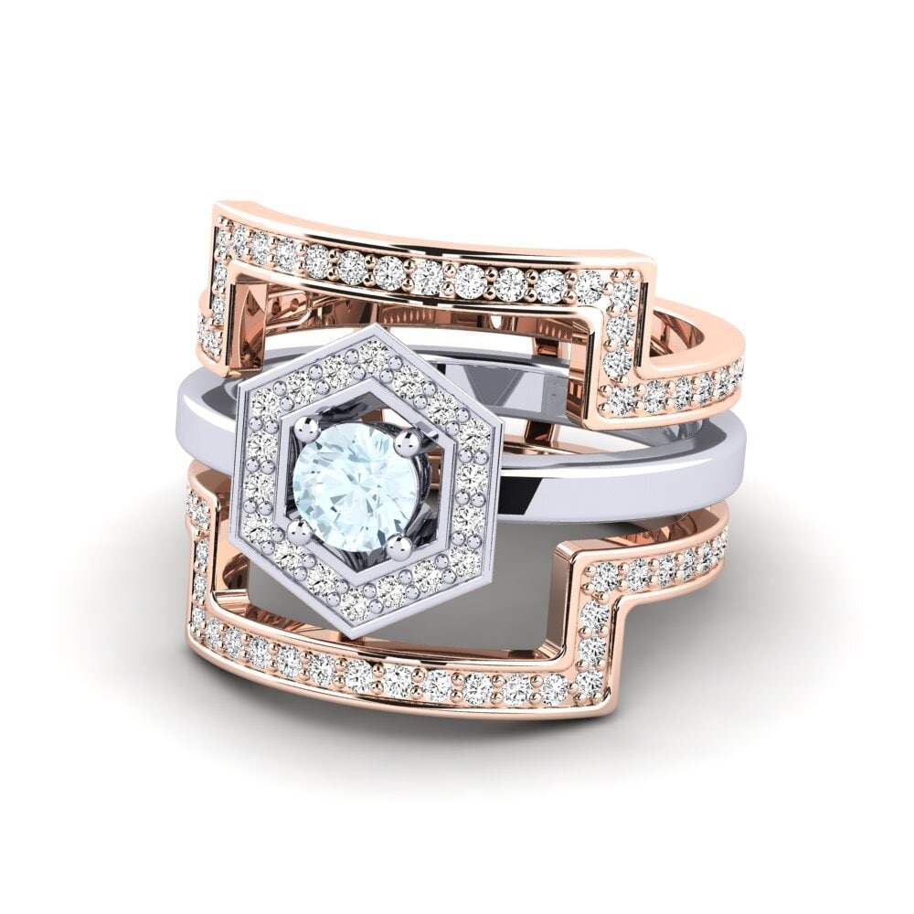 Aquamarine Ring Gyfigen SET