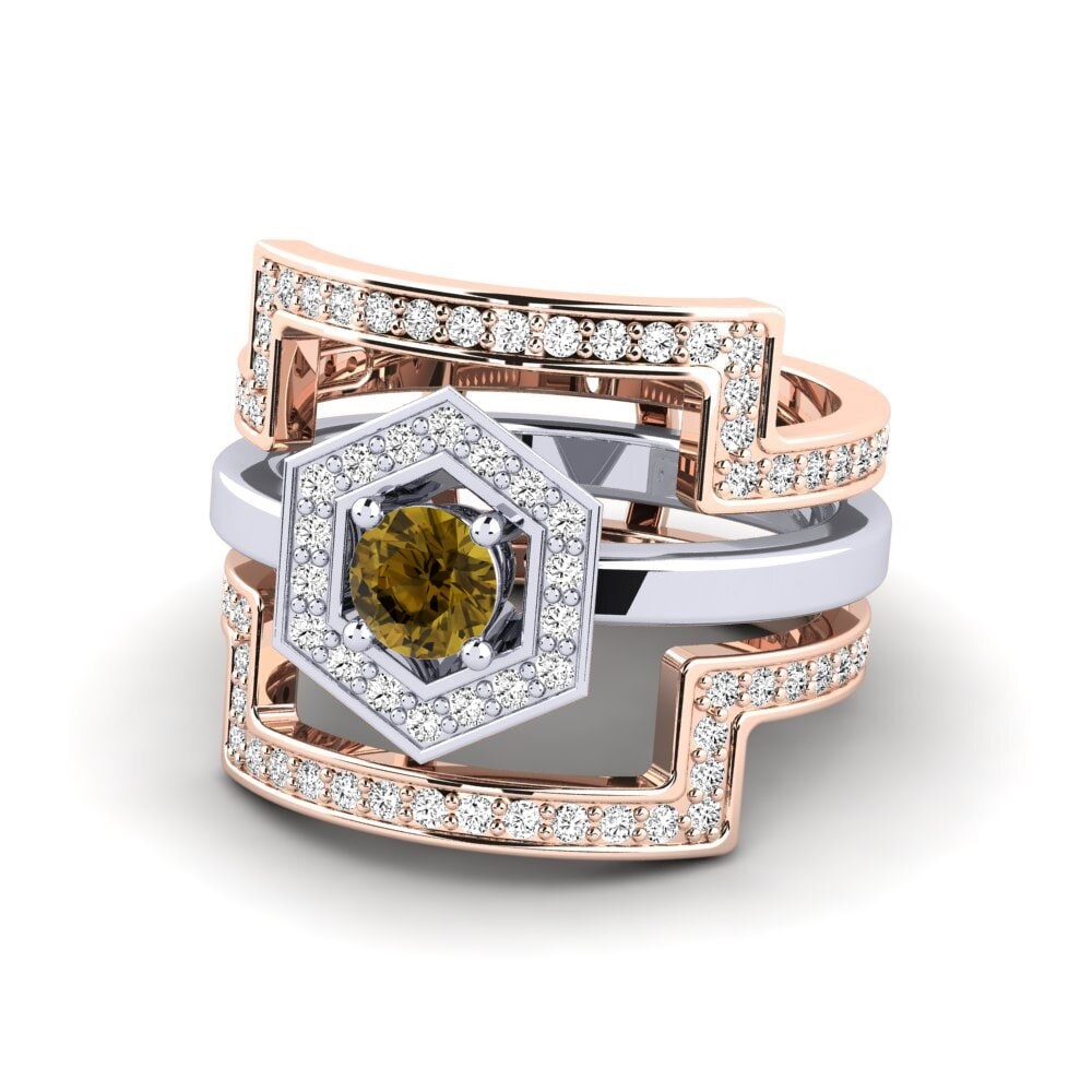 Circón Marrón Anillo Gyfigen SET