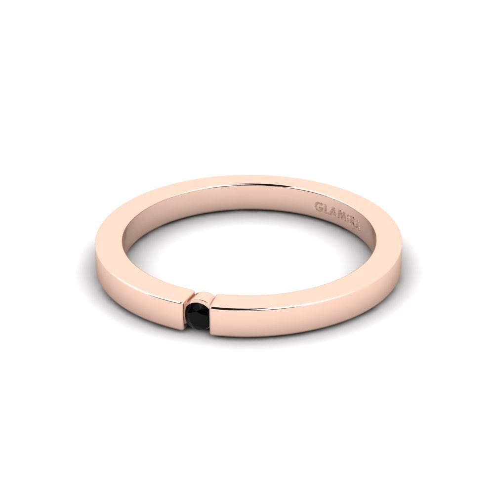 14ct Rose Gold Black Onyx Women's Ring April