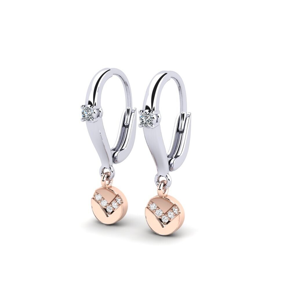 14k White & Rose Gold Zirconia Women's Earring Habomai