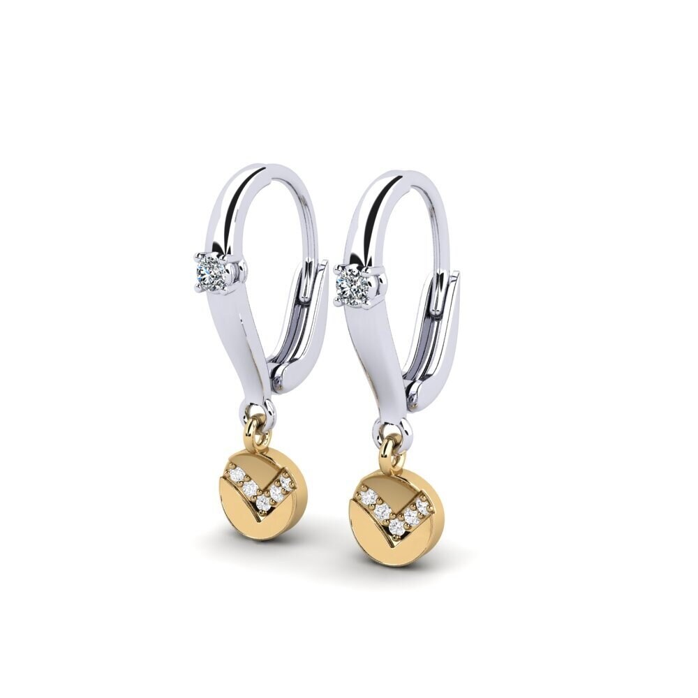 14k White & Yellow Gold Zirconia Women's Earring Habomai