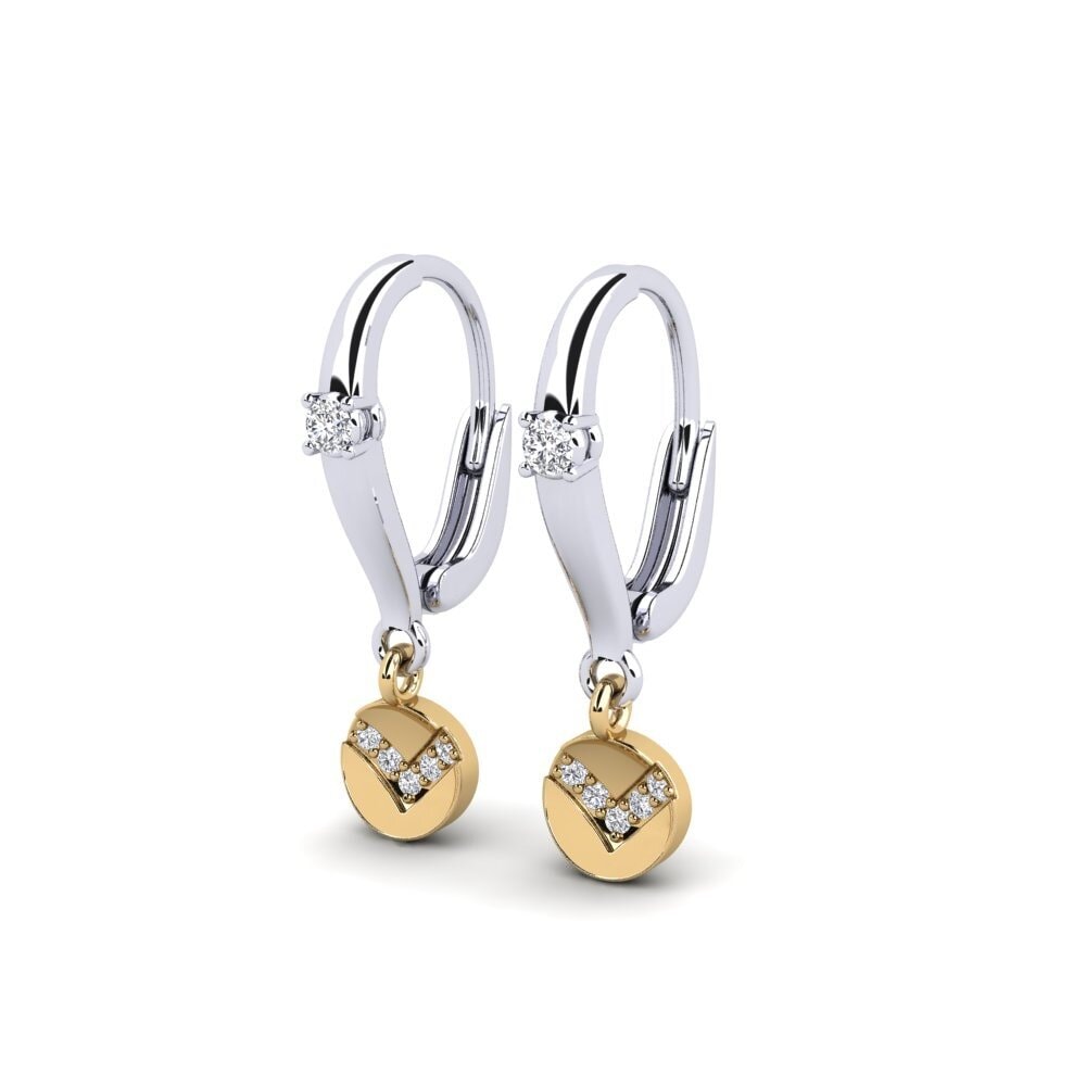 Ouro Amarelo Branco 14K Brincos Feminino Habomai