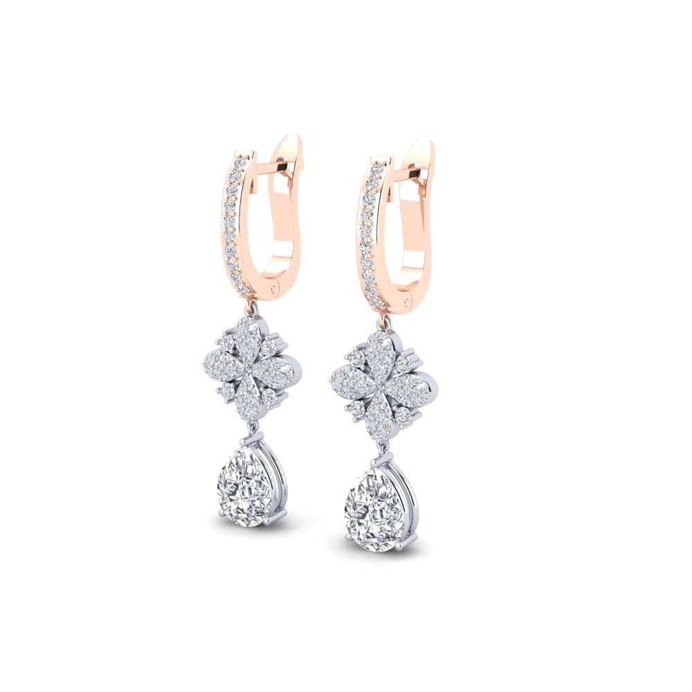 9k Oro Blanco & Rosa Pendiente de mujer Hadewig