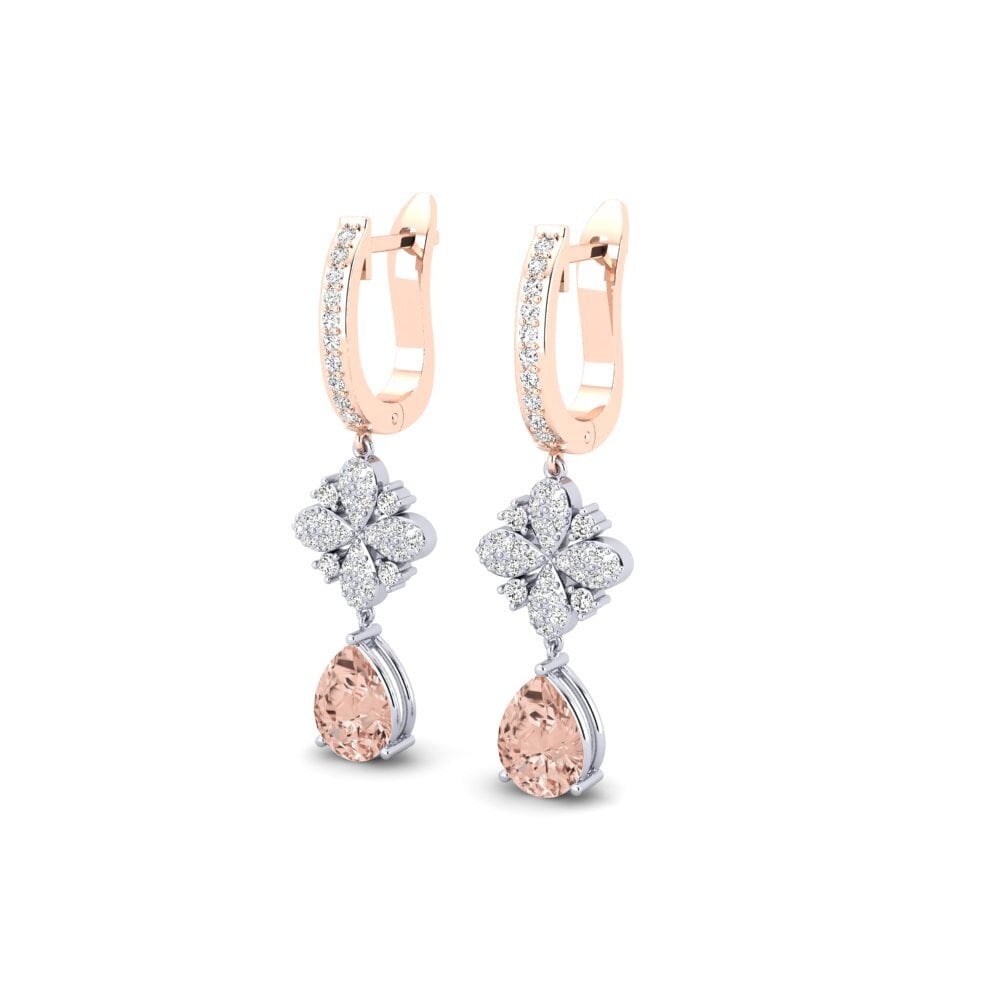 14ct White & Rose Gold Morganite Women's Earring Hadewig