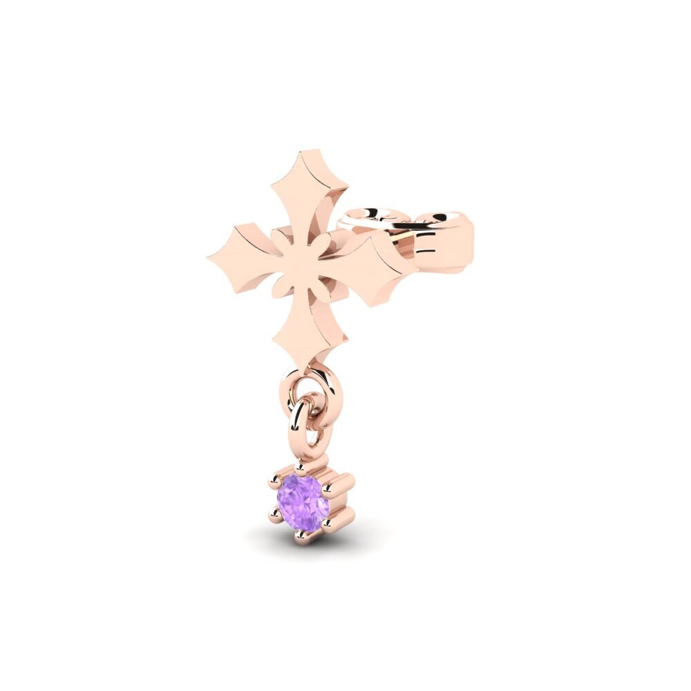 9k Oro Rosa Amatista Pendiente para hombre Hafe