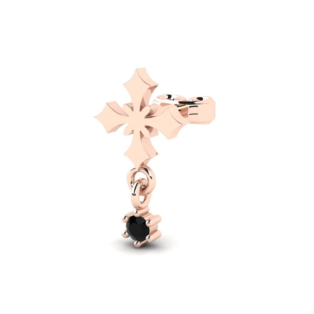 18ct Rose Gold Black Sapphire Men's Earring Hafe