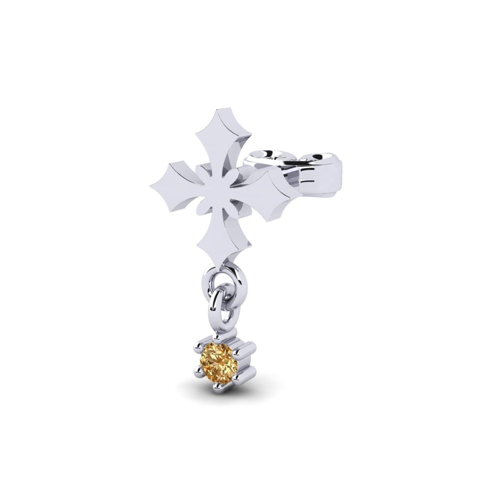 585 Bílé zlato Hnědý diamant Pánské náušnice Hafe