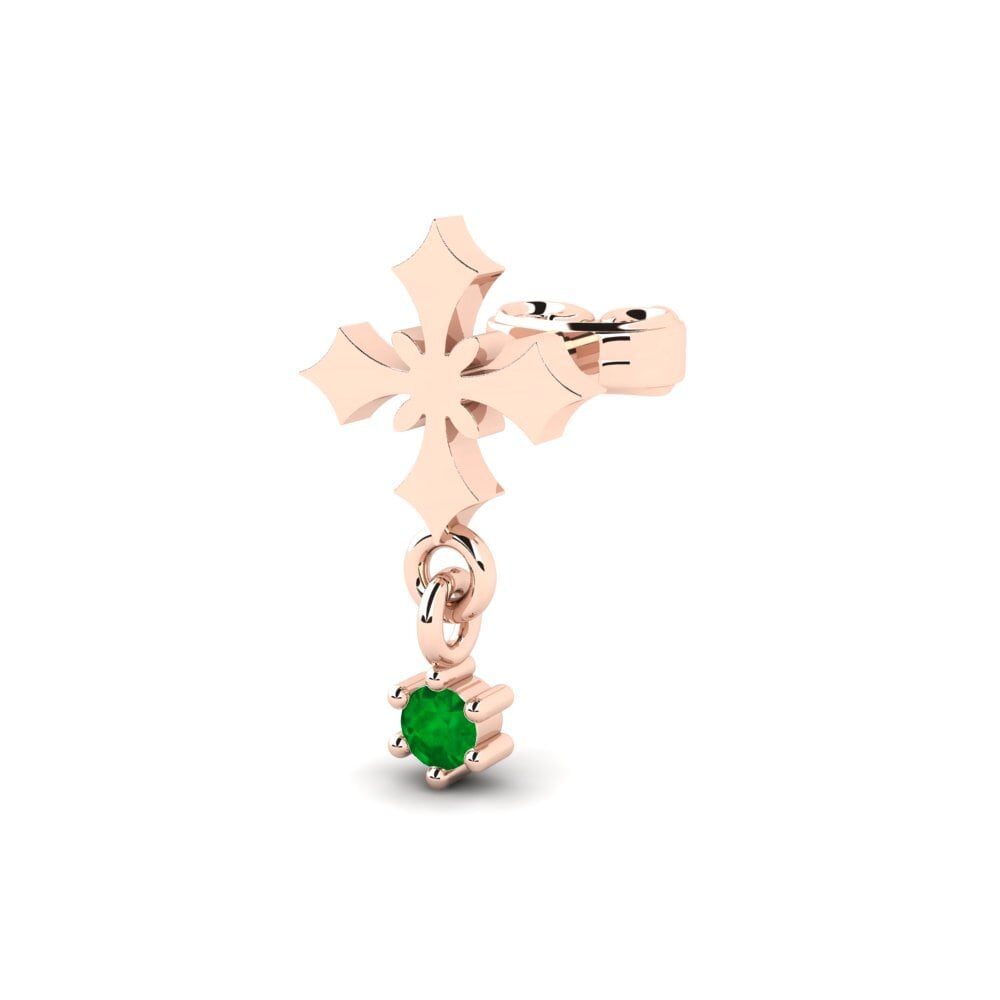 14ct Rose Gold Emerald Men's Earring Hafe