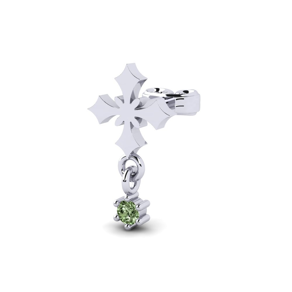 585 Bílé zlato Zelený diamant Pánské náušnice Hafe