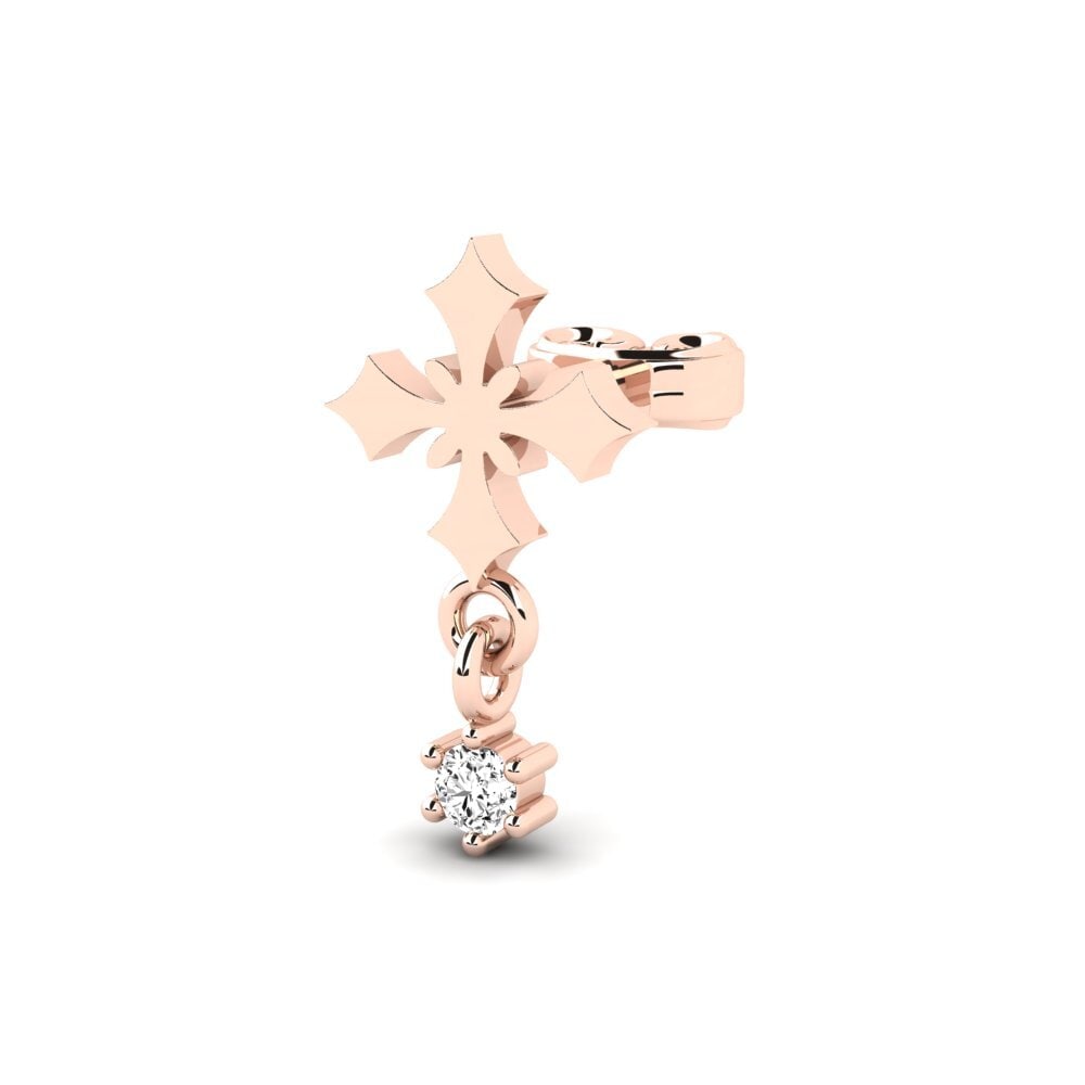 14ct Rose Gold Moissanite Men's Earring Hafe