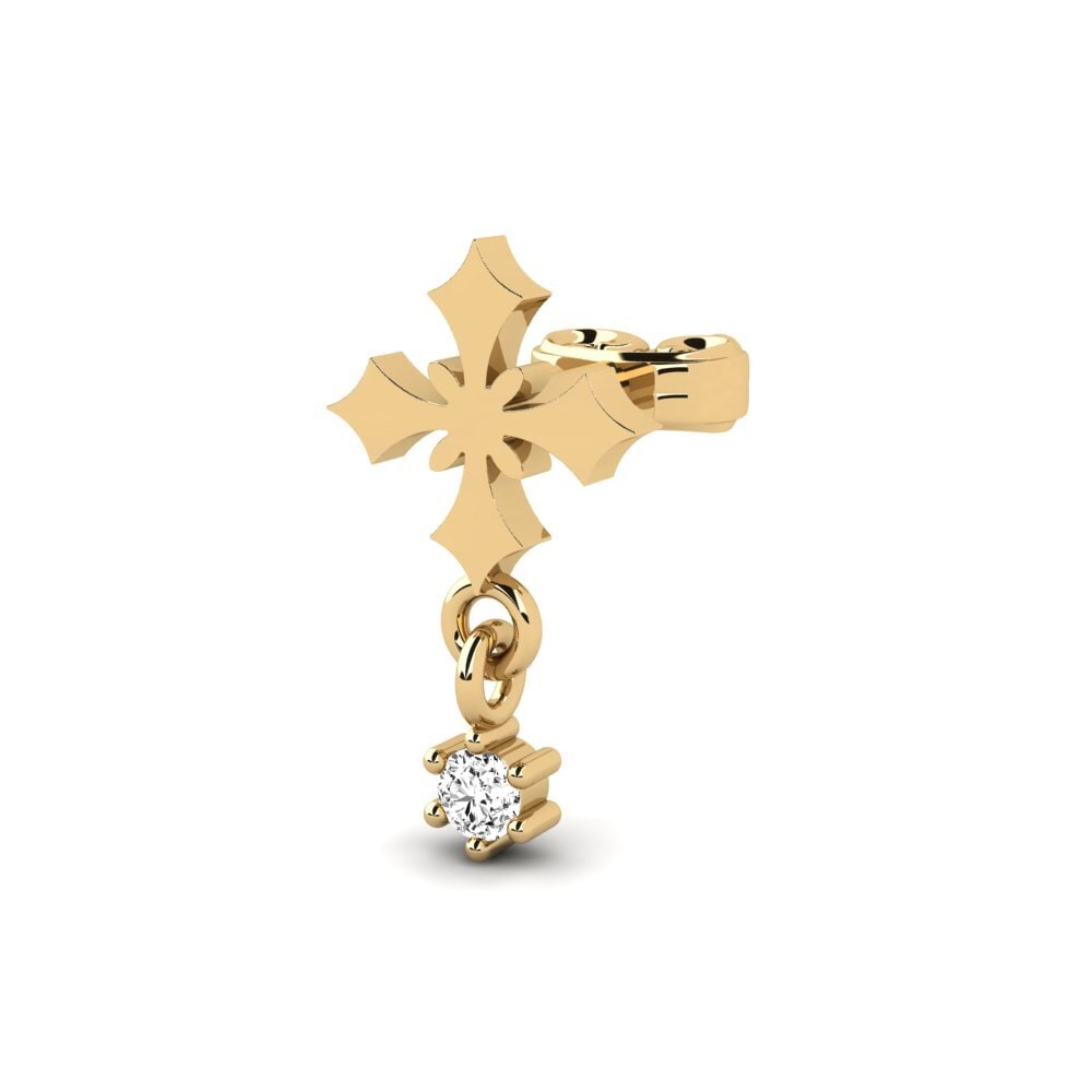 9ct Yellow Gold Moissanite Men's Earring Hafe