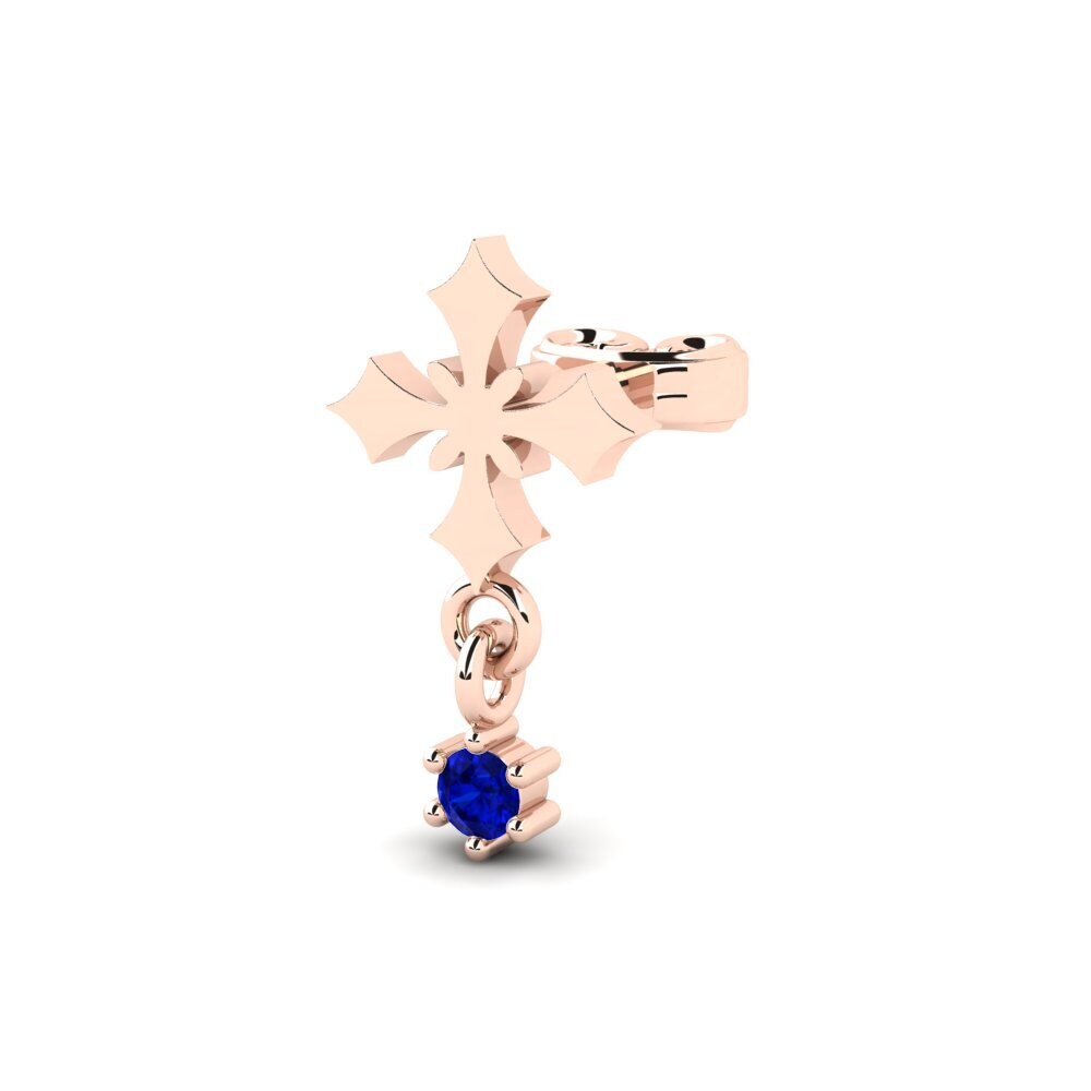 14ct Rose Gold Sapphire Men's Earring Hafe