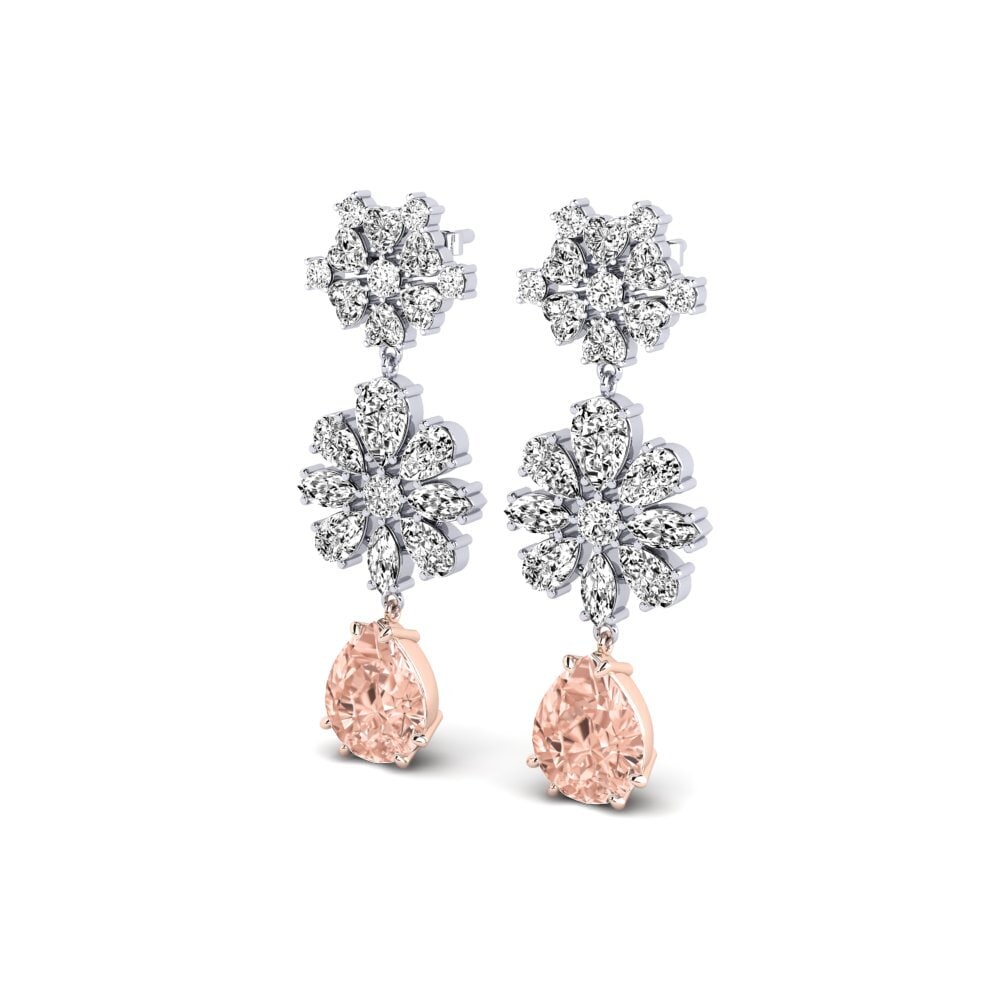 14ct White & Rose Gold Morganite Women's Earring Hague