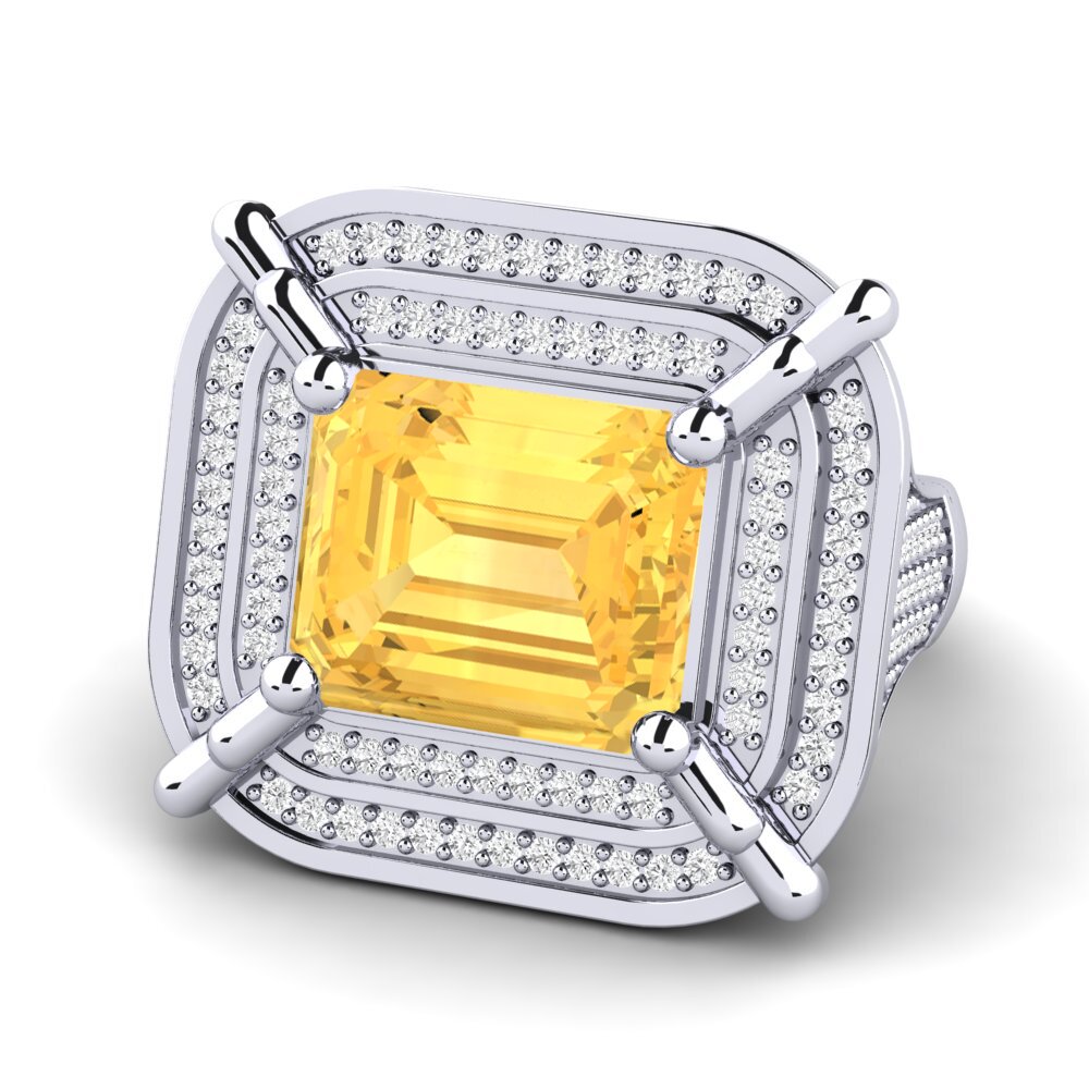 18k Oro Blanco Anillo de Hombre Haldis